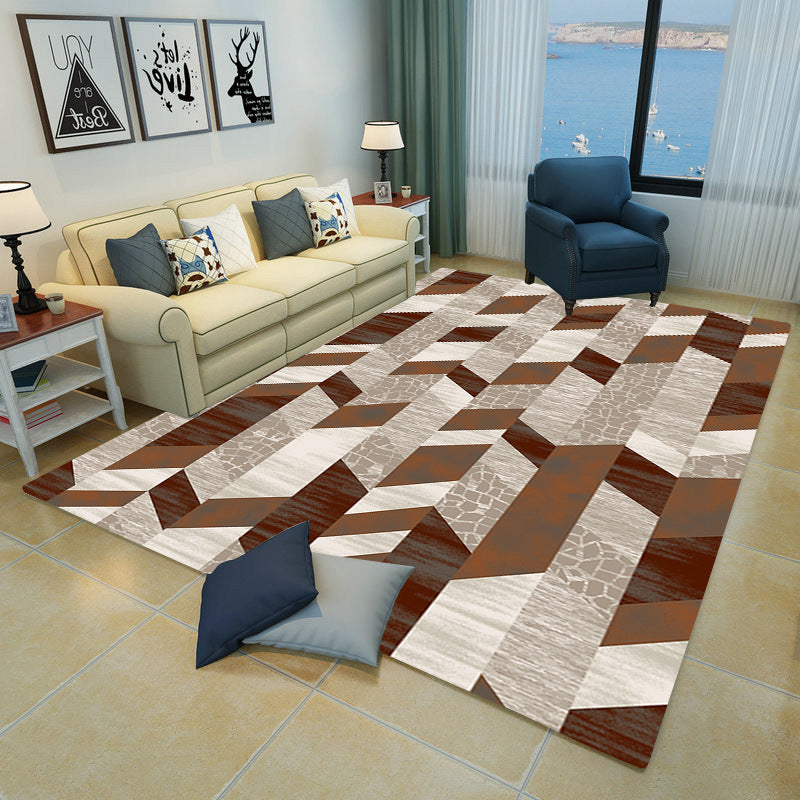 Contemporary Parlor Rug Multicolored Geo Pattern Indoor Rug Non-Slip Backing Pet Friendly Area Carpet Brown Clearhalo 'Area Rug' 'Modern' 'Rugs' Rug' 2463249