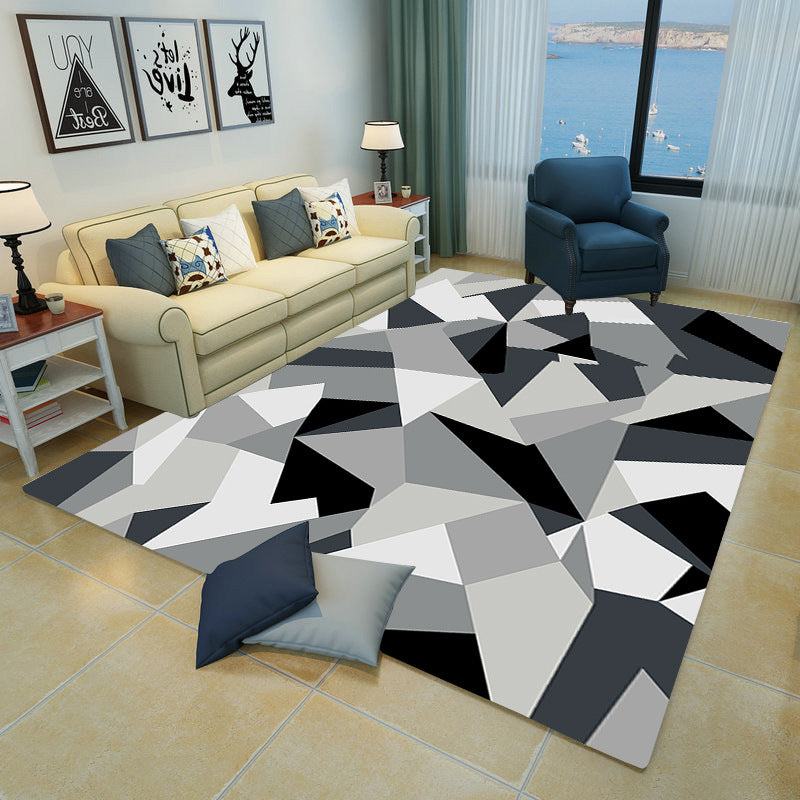 Contemporary Parlor Rug Multicolored Geo Pattern Indoor Rug Non-Slip Backing Pet Friendly Area Carpet Dark Gray-White Clearhalo 'Area Rug' 'Modern' 'Rugs' Rug' 2463253