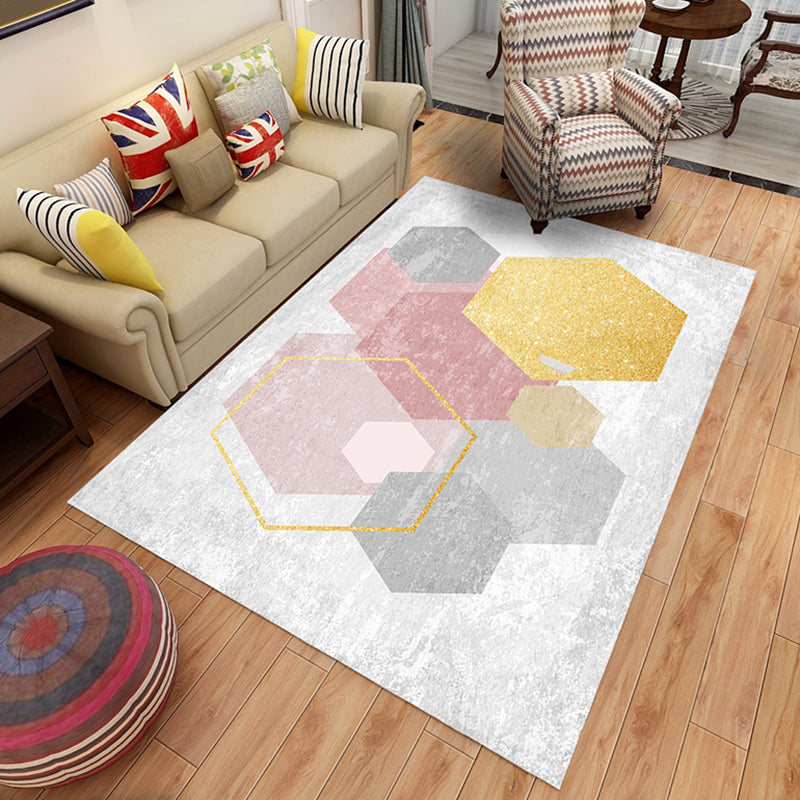 Calming Geo Printed Rug Multicolored Polyster Area Carpet Non-Slip Backing Stain-Resistant Area Rug for Living Room Pink Clearhalo 'Area Rug' 'Modern' 'Rugs' Rug' 2463259