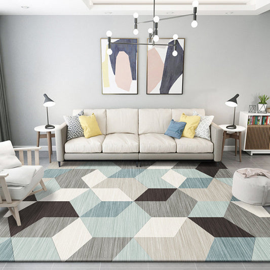 Multicolored Relaxing Rug Synthetics Geometric Printed Area Carpet Non-Slip Backing Easy Care Indoor Rug for Living Room Blue Clearhalo 'Area Rug' 'Modern' 'Rugs' Rug' 2463273