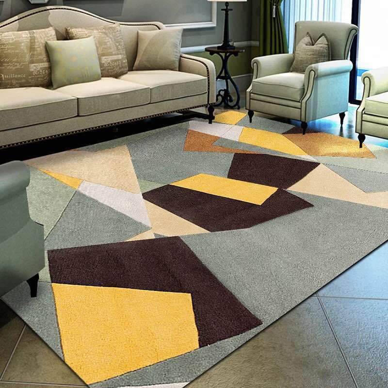 Nordic Living Room Rug Multicolored Geometric Printed Indoor Rug Anti-Slip Backing Pet Friendly Area Carpet Yellow-Green Clearhalo 'Area Rug' 'Modern' 'Rugs' Rug' 2463279
