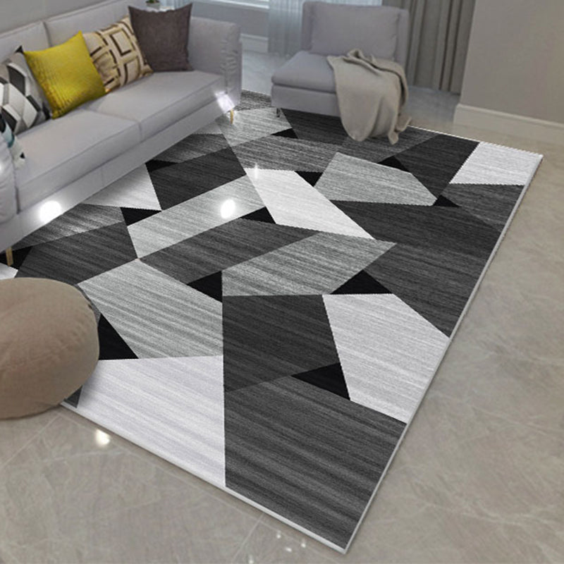 Comfort Geometric Printed Rug Multicolored Polyster Area Carpet Anti-Slip Backing Stain-Resistant Indoor Rug for Living Room Dark Gray-White Clearhalo 'Area Rug' 'Modern' 'Rugs' Rug' 2463301