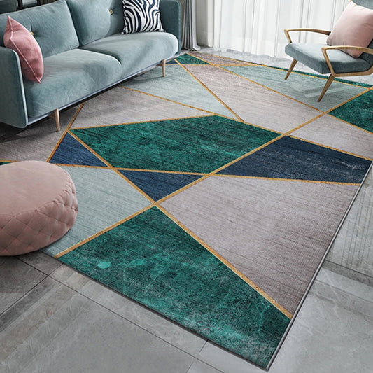 Scandinavian Geometric Printed Rug Multi Colored Simple Area Carpet Non-Slip Backing Washable Indoor Rug for Parlor Green Clearhalo 'Area Rug' 'Modern' 'Rugs' Rug' 2463357