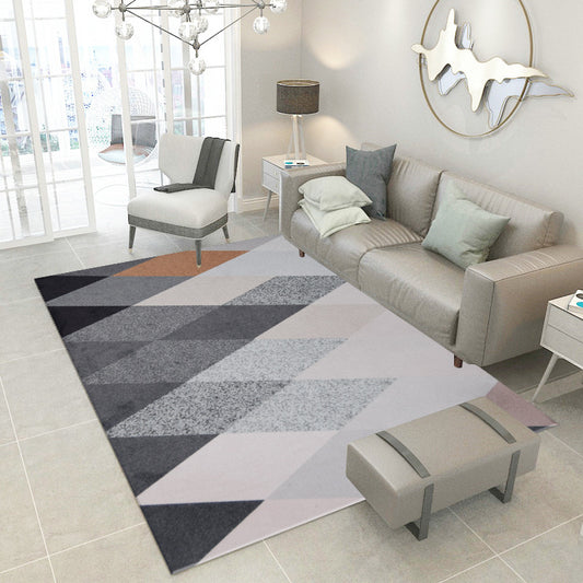 Nordic Living Room Rug Multicolored Geo Printed Area Carpet Polyster Non-Slip Backing Washable Indoor Rug Dark Gray Clearhalo 'Area Rug' 'Modern' 'Rugs' Rug' 2463375