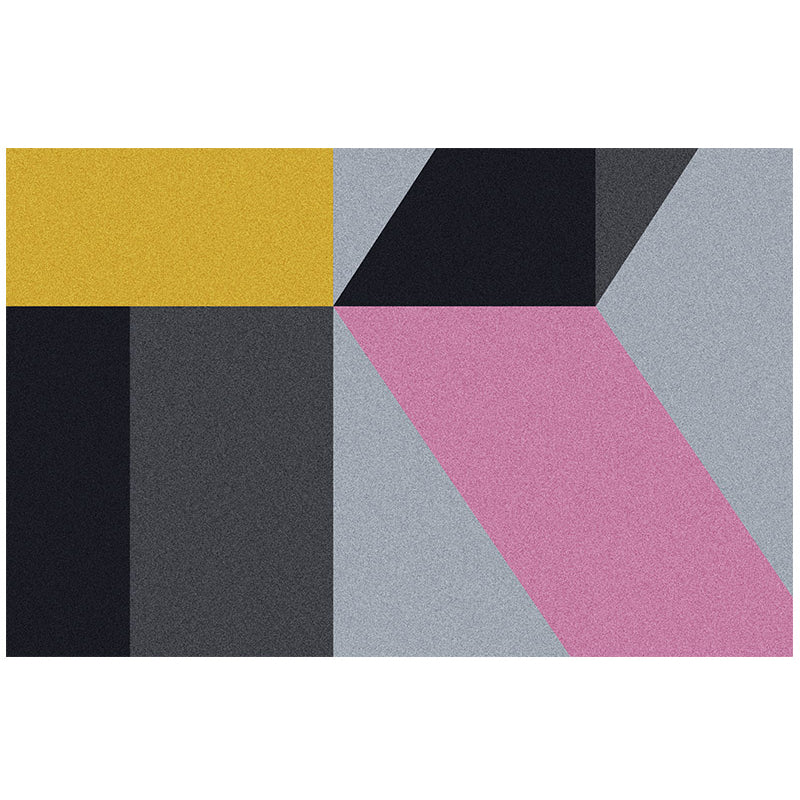 Modern Geometric Print Rug Multicolored Polyster Area Carpet Non-Slip Machine Washable Area Rug for Bedroom Pink-Black Clearhalo 'Area Rug' 'Modern' 'Rugs' Rug' 2463393