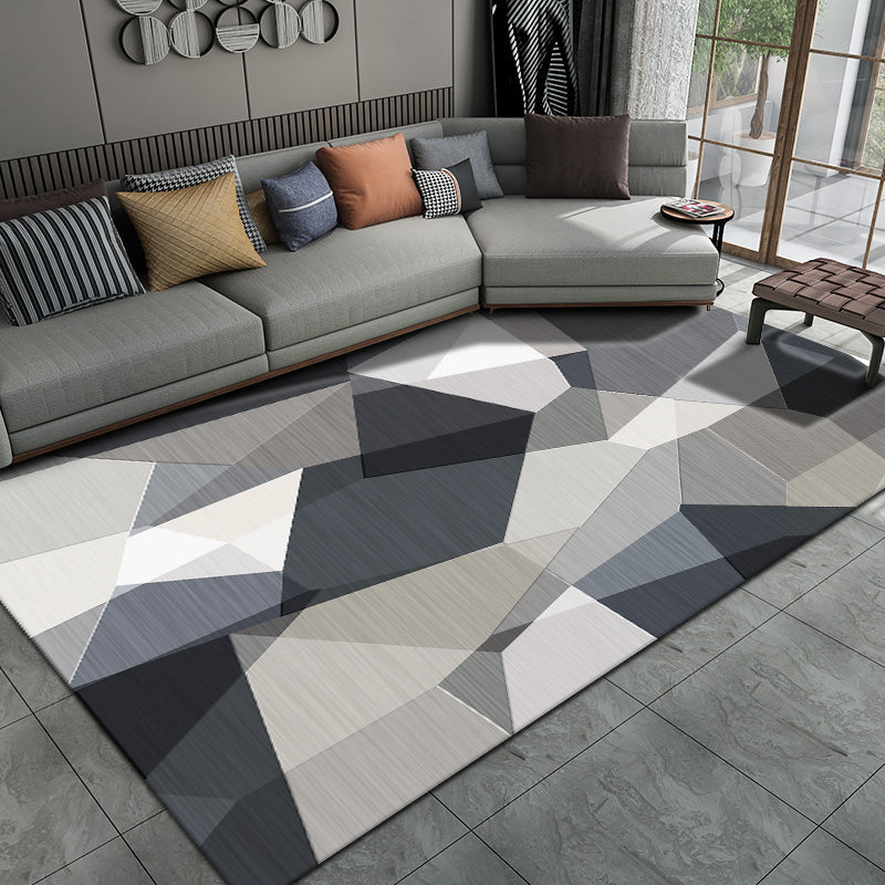 Casual Living Room Rug Multi Color Geo Printed Indoor Rug Anti-Slip Backing Washable Easy Care Area Carpet Dark Gray Clearhalo 'Area Rug' 'Modern' 'Rugs' Rug' 2463408