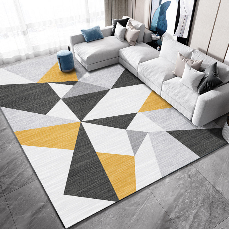 Casual Living Room Rug Multi Color Geo Printed Indoor Rug Anti-Slip Backing Washable Easy Care Area Carpet Gray-Yellow Clearhalo 'Area Rug' 'Modern' 'Rugs' Rug' 2463409