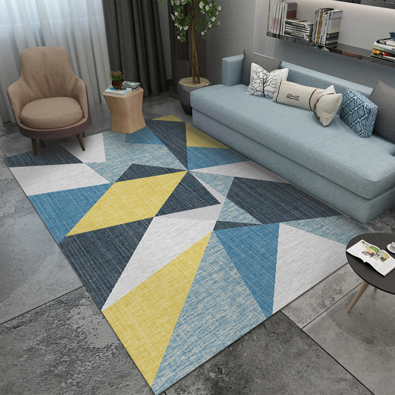 Casual Living Room Rug Multi Color Geo Printed Indoor Rug Anti-Slip Backing Washable Easy Care Area Carpet Blue-Yellow Clearhalo 'Area Rug' 'Modern' 'Rugs' Rug' 2463413