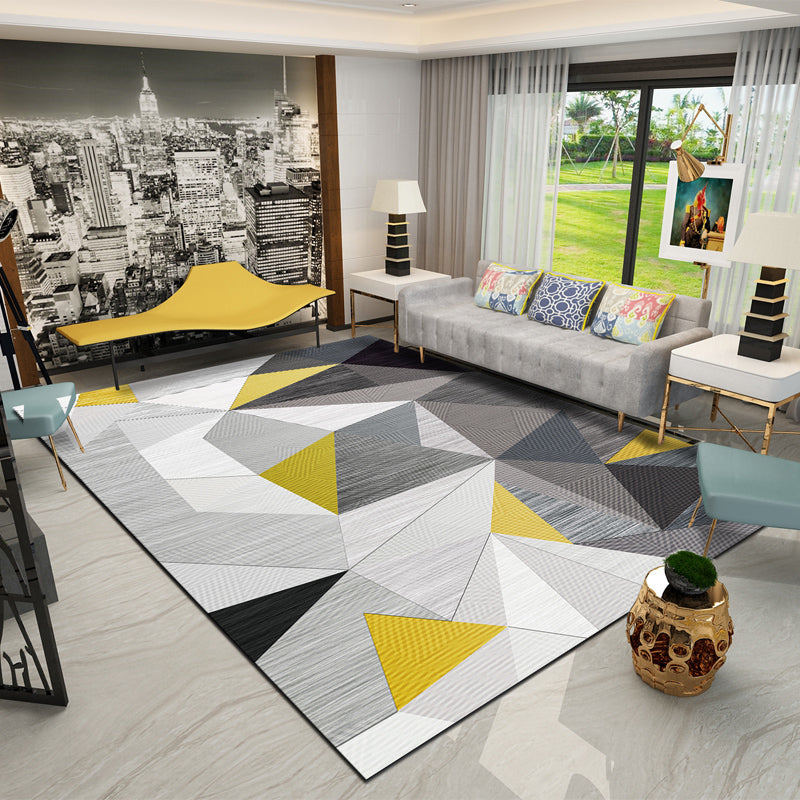 Casual Living Room Rug Multi Color Geo Printed Indoor Rug Anti-Slip Backing Washable Easy Care Area Carpet Light Gray-Yellow Clearhalo 'Area Rug' 'Modern' 'Rugs' Rug' 2463417
