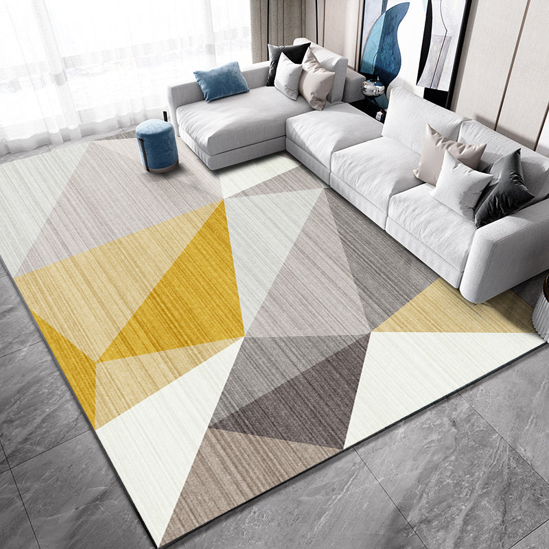 Casual Living Room Rug Multi Color Geo Printed Indoor Rug Anti-Slip Backing Washable Easy Care Area Carpet Yellow Clearhalo 'Area Rug' 'Modern' 'Rugs' Rug' 2463421