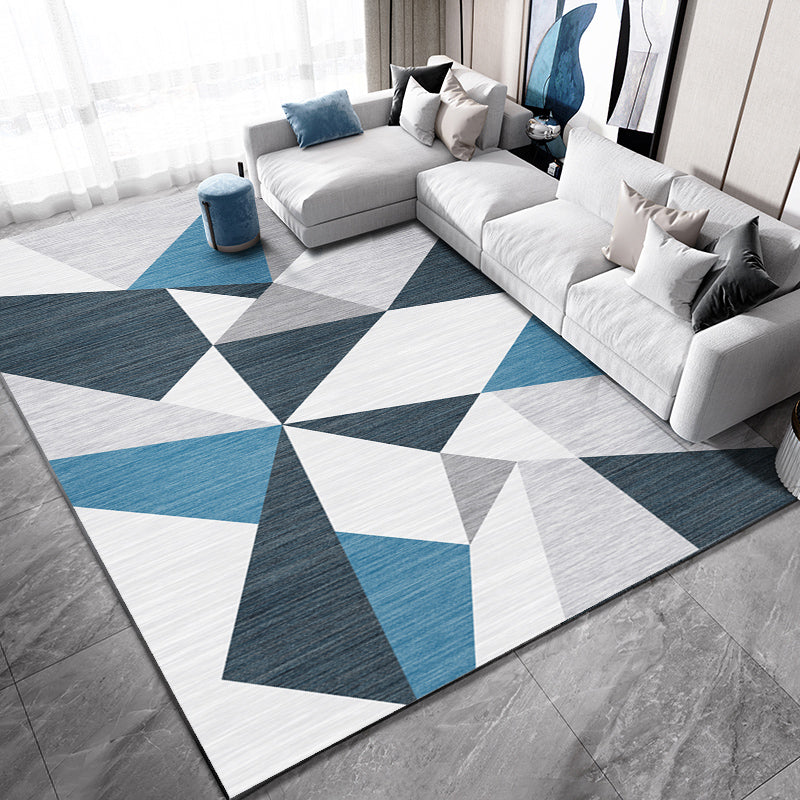 Casual Living Room Rug Multi Color Geo Printed Indoor Rug Anti-Slip Backing Washable Easy Care Area Carpet Gray-Blue Clearhalo 'Area Rug' 'Modern' 'Rugs' Rug' 2463422