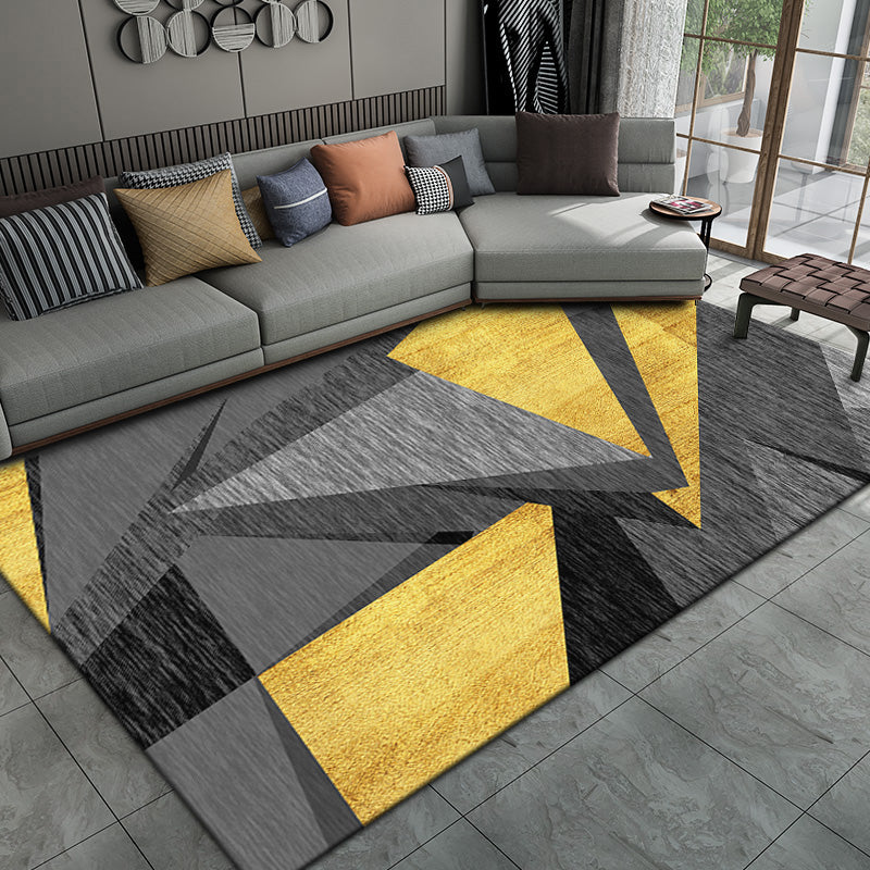 Casual Living Room Rug Multi Color Geo Printed Indoor Rug Anti-Slip Backing Washable Easy Care Area Carpet Dark Gray-Yellow Clearhalo 'Area Rug' 'Modern' 'Rugs' Rug' 2463423