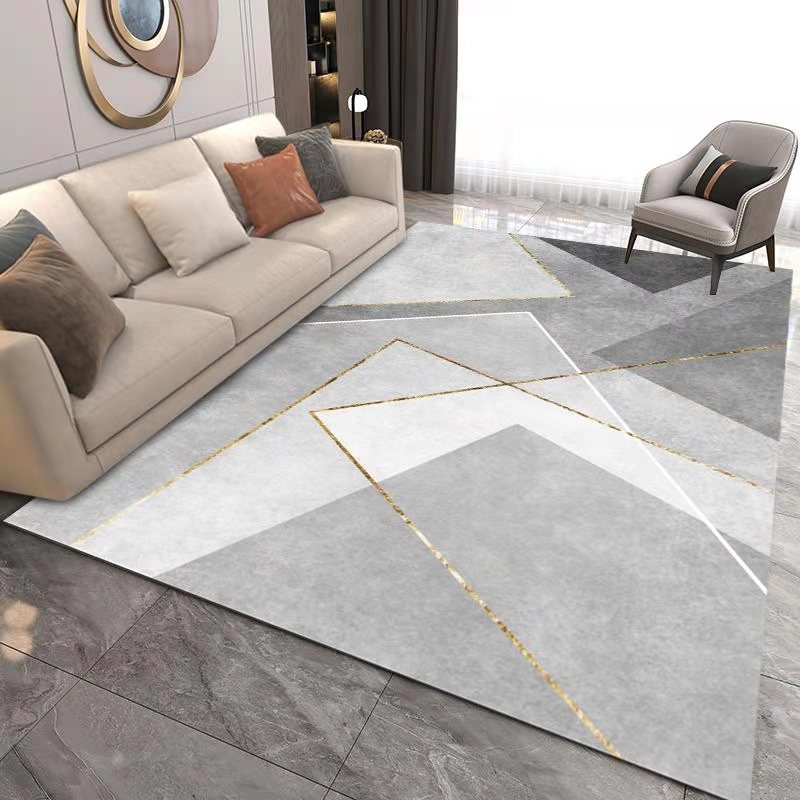 Multi Color Trendy Rug Polyster Geo Printed Area Carpet Non-Slip Backing Pet Friendly Easy Care Indoor Rug for Parlor Light Gray-White Clearhalo 'Area Rug' 'Modern' 'Rugs' Rug' 2463437