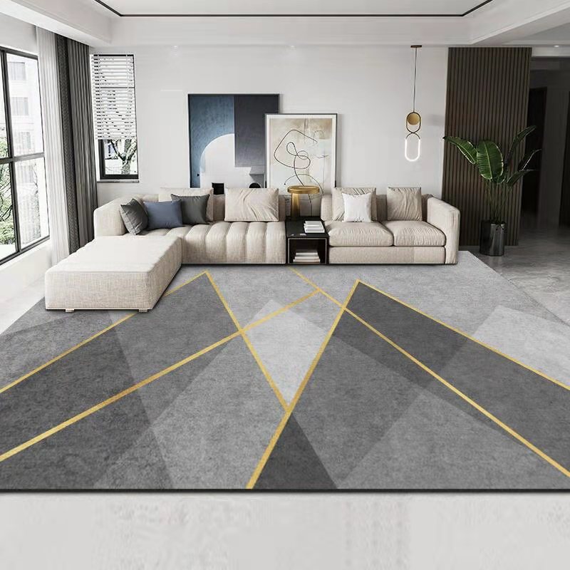Multi Color Trendy Rug Polyster Geo Printed Area Carpet Non-Slip Backing Pet Friendly Easy Care Indoor Rug for Parlor Silver Gray Clearhalo 'Area Rug' 'Modern' 'Rugs' Rug' 2463439