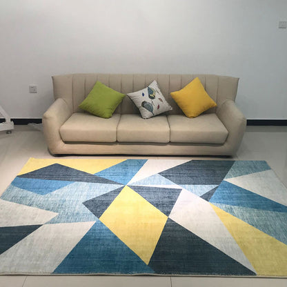 Nordic Decoration Rug Multi Colored Geometric Printed Area Carpet Synthetics Anti-Slip Pet Friendly Indoor Rug Blue-Yellow Clearhalo 'Area Rug' 'Modern' 'Rugs' Rug' 2463456