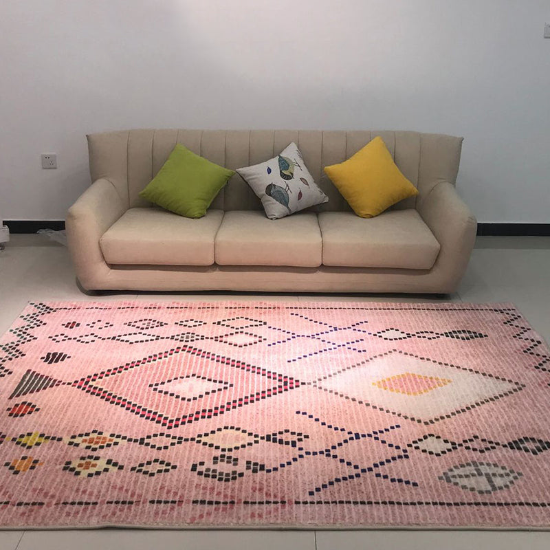 Nordic Decoration Rug Multi Colored Geometric Printed Area Carpet Synthetics Anti-Slip Pet Friendly Indoor Rug Pink Clearhalo 'Area Rug' 'Modern' 'Rugs' Rug' 2463457