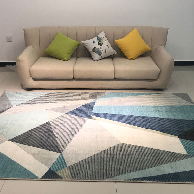 Nordic Decoration Rug Multi Colored Geometric Printed Area Carpet Synthetics Anti-Slip Pet Friendly Indoor Rug Blue Clearhalo 'Area Rug' 'Modern' 'Rugs' Rug' 2463464
