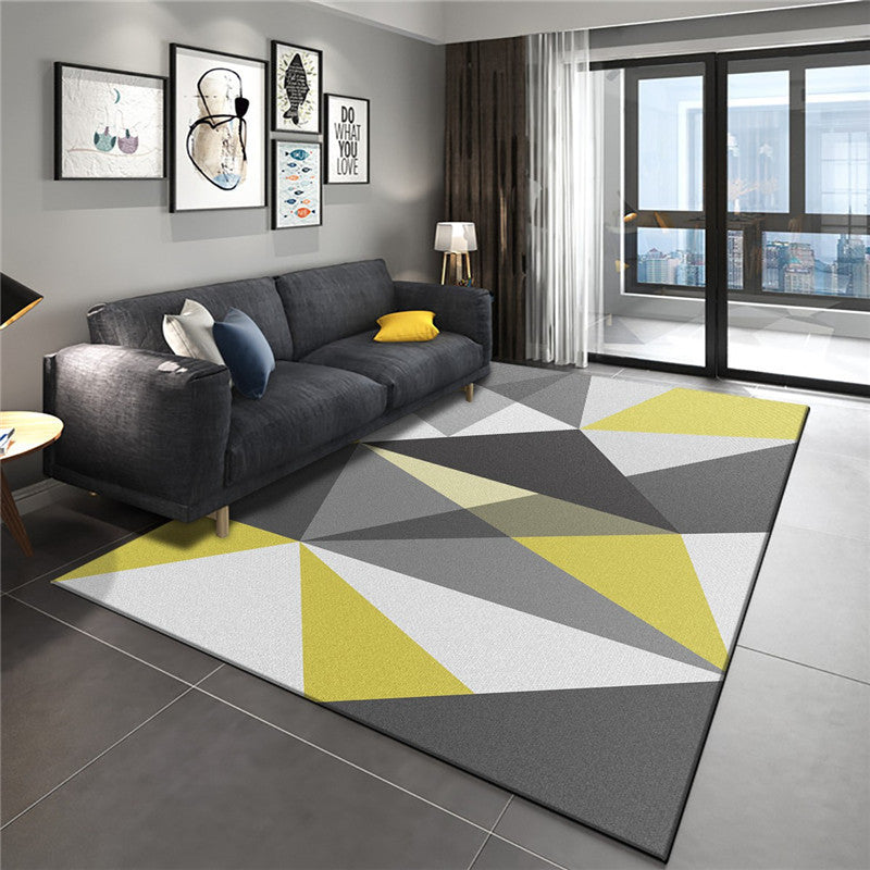 Casual Living Room Rug Multi Color Geometric Printed Indoor Rug Synthetics Pet Friendly Machine Washable Carpet Gray-Yellow Clearhalo 'Area Rug' 'Modern' 'Rugs' Rug' 2463487