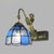 1 Head Dome Vanity Sconce Light Tiffany White/Blue Glass Wall Mounted Light with Mermaid Backplate Blue Clearhalo 'Industrial' 'Middle century wall lights' 'Tiffany wall lights' 'Tiffany' 'Wall Lamps & Sconces' 'Wall Lights' Lighting' 24634