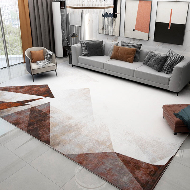 Scandianvian Living Room Rug Multi Color Geo Printed Area Carpet Synthetics Non-Slip Backing Stain-Resistant Rug White-Brown 5'3" x 7'7" Clearhalo 'Area Rug' 'Modern' 'Rugs' Rug' 2463555