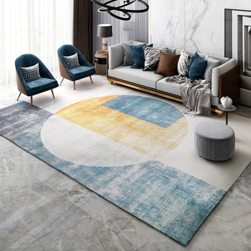 Scandianvian Living Room Rug Multi Color Geo Printed Area Carpet Synthetics Non-Slip Backing Stain-Resistant Rug Blue-Yellow 5'3" x 7'7" Clearhalo 'Area Rug' 'Modern' 'Rugs' Rug' 2463559