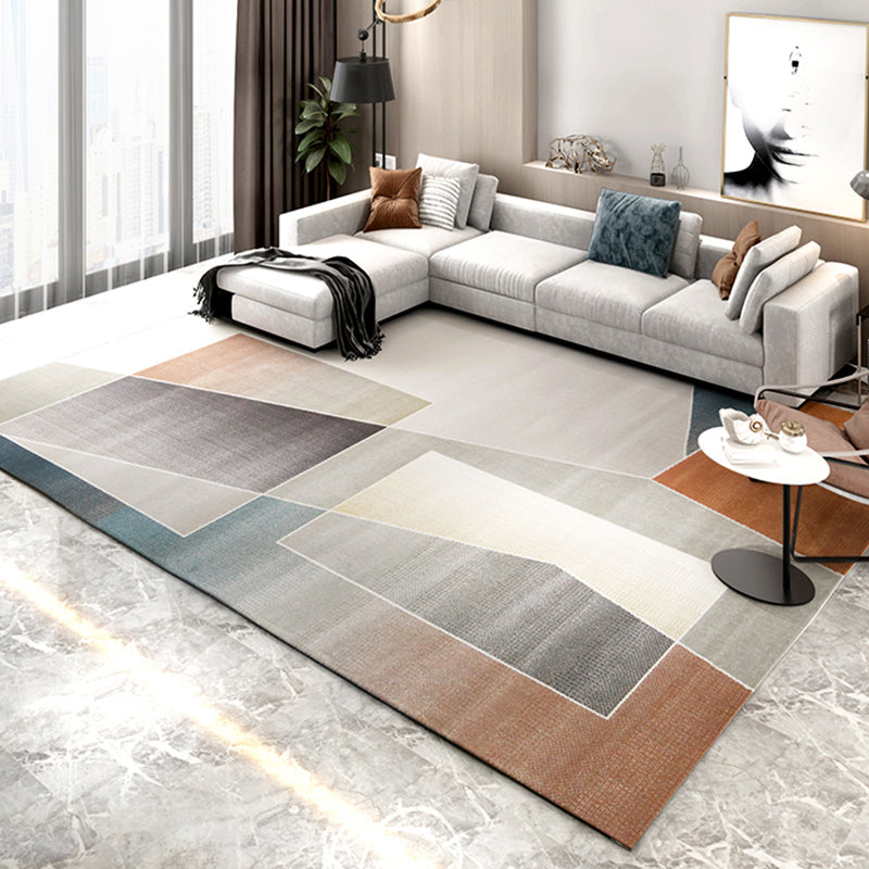 Scandianvian Living Room Rug Multi Color Geo Printed Area Carpet Synthetics Non-Slip Backing Stain-Resistant Rug Gray-Orange 5'3" x 7'7" Clearhalo 'Area Rug' 'Modern' 'Rugs' Rug' 2463561