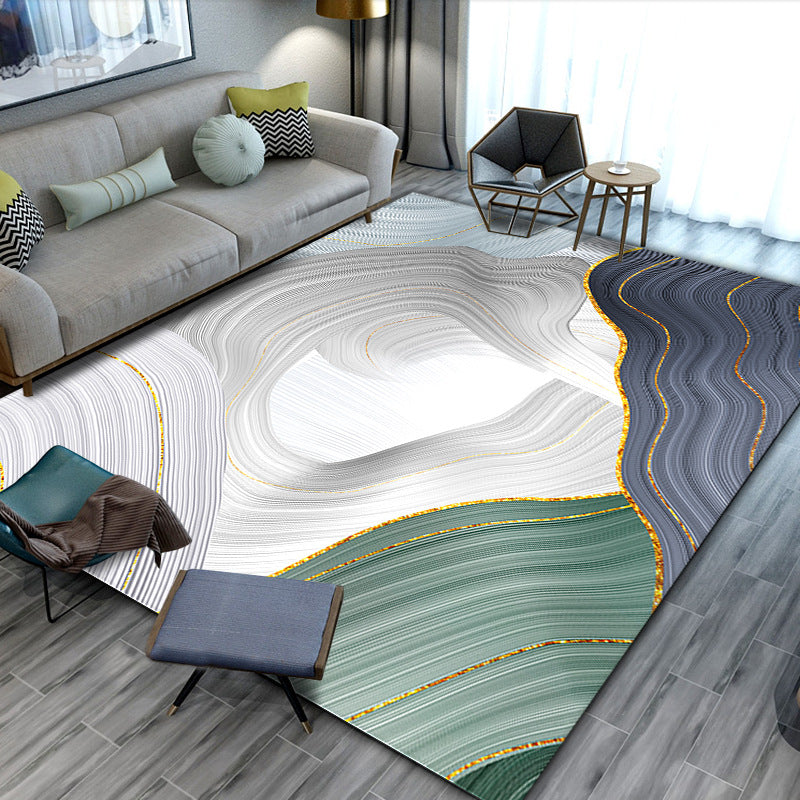 Casual Abstract Printed Rug Multi Color Polyster Area Carpet Non-Slip Backing Pet Friendly Indoor Rug for Living Room Green Clearhalo 'Area Rug' 'Modern' 'Rugs' Rug' 2463563