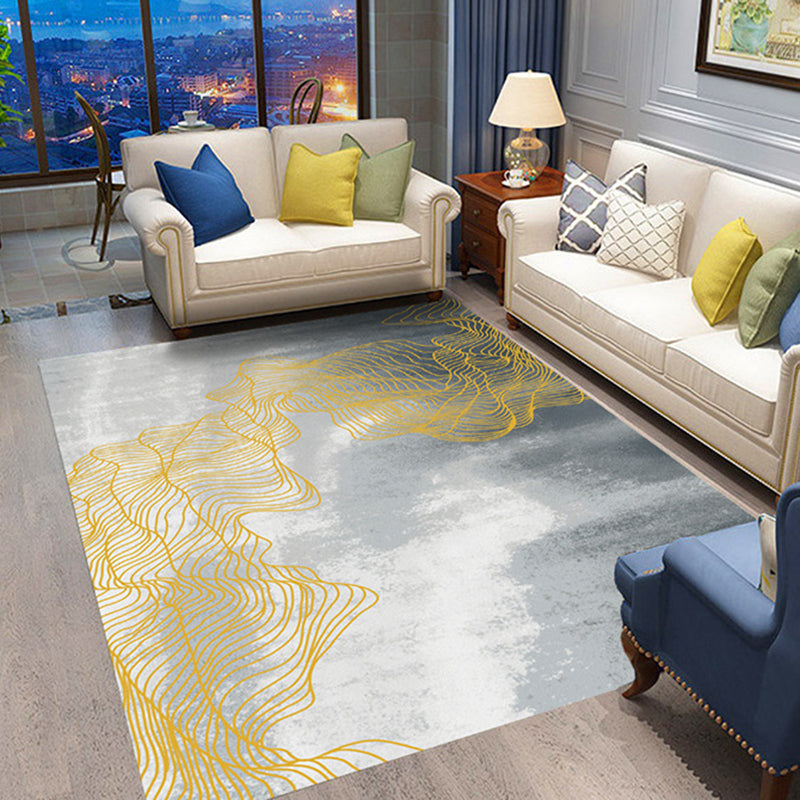 Multi Color Modern Rug Polyster Abstract Print Area Rug Non-Slip Pet Friendly Washable Area Carpet for Living Room Gray-Yellow Clearhalo 'Area Rug' 'Modern' 'Rugs' Rug' 2463577