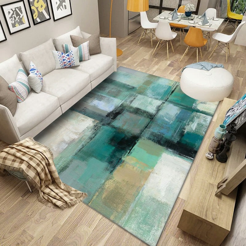Simplicity Abstract Printed Rug Multicolor Polyster Area Carpet Non-Slip Backing Pet Friendly Indoor Rug for Parlor Green Clearhalo 'Area Rug' 'Modern' 'Rugs' Rug' 2463580