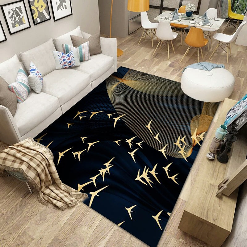 Simplicity Abstract Printed Rug Multicolor Polyster Area Carpet Non-Slip Backing Pet Friendly Indoor Rug for Parlor Black Clearhalo 'Area Rug' 'Modern' 'Rugs' Rug' 2463585