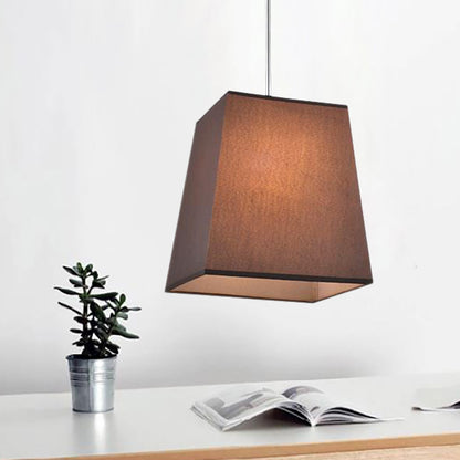 Trapezoid Fabric Pendant Lamp Modern Nordic Style 1 Light White/Black/Coffee Hanging Light Kit, 8"/11" Wide Coffee Clearhalo 'Ceiling Lights' 'Modern Pendants' 'Modern' 'Pendant Lights' 'Pendants' Lighting' 246360