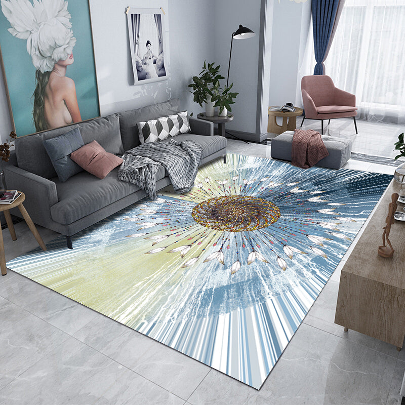 Relaxing Geo Printed Rug Multi Color Polypropylene Area Carpet Non-Slip Backing Stain-Resistant Indoor Rug for Bedroom Blue-Yellow Clearhalo 'Area Rug' 'Modern' 'Rugs' Rug' 2463606