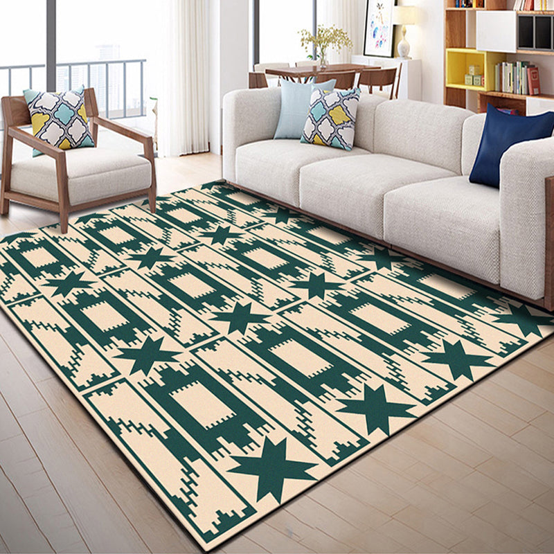 Nordic Geo Printed Rug Multi Color Polypropylene Area Carpet Non-Slip Backing Easy Care Indoor Rug for Parlor Green Clearhalo 'Area Rug' 'Modern' 'Rugs' Rug' 2463628