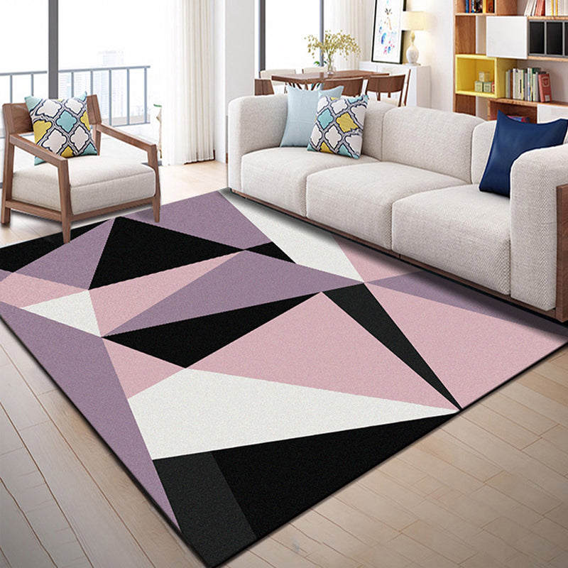 Nordic Geo Printed Rug Multi Color Polypropylene Area Carpet Non-Slip Backing Easy Care Indoor Rug for Parlor Purple-Pink Clearhalo 'Area Rug' 'Modern' 'Rugs' Rug' 2463632