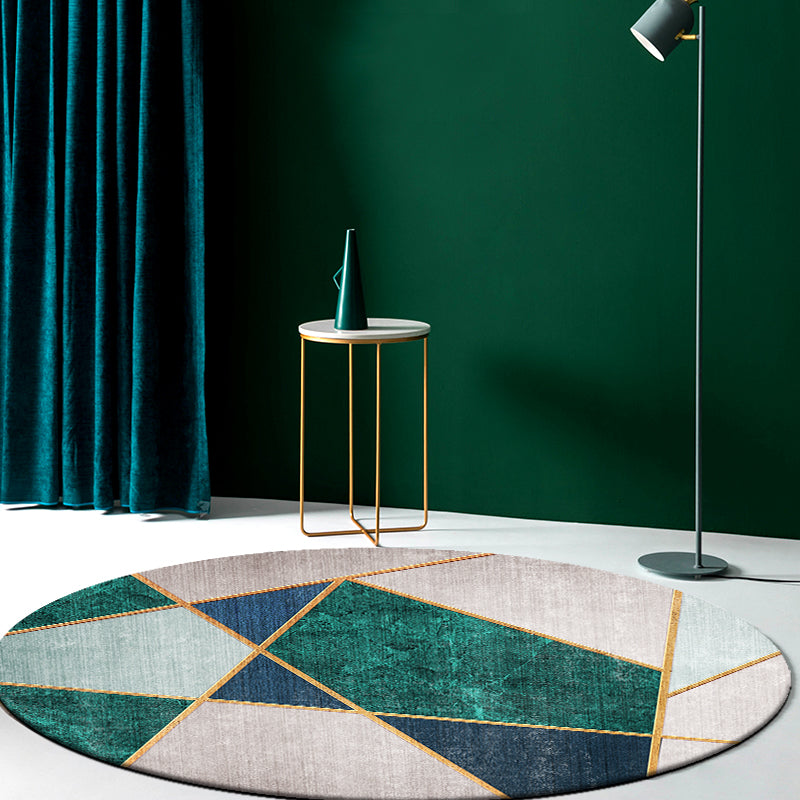 Novelty Decoration Rug Multi Color Geo Printed Area Carpet Synthetics Non-Slip Pet Friendly Washable Indoor Rug Dark Green Clearhalo 'Area Rug' 'Modern' 'Rugs' Rug' 2463647