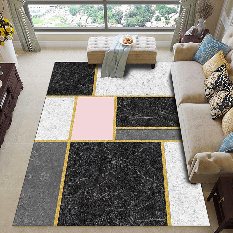 Minimalist Living Room Rug Multi Color Geometric Pattern Indoor Rug Synthetics Non-Slip Backing Stain-Resistant Carpet Pink-Black Clearhalo 'Area Rug' 'Modern' 'Rugs' Rug' 2463662