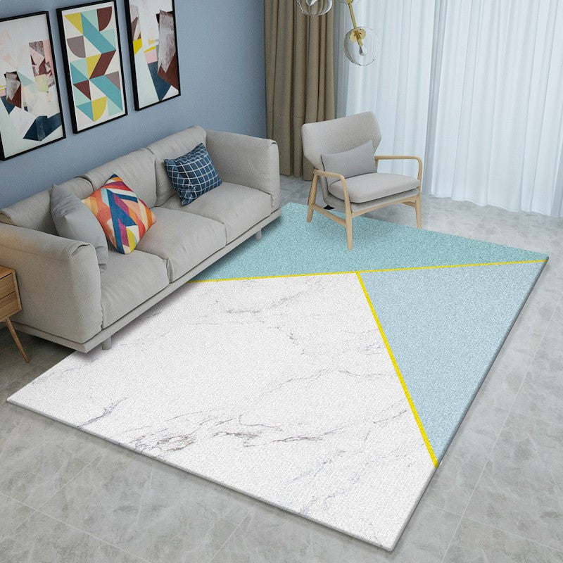 Relaxing Geometric Printed Rug Multi Color Synthetics Area Carpet Non-Slip Backing Pet Friendly Indoor Rug for Parlor Blue-White Clearhalo 'Area Rug' 'Modern' 'Rugs' Rug' 2463668