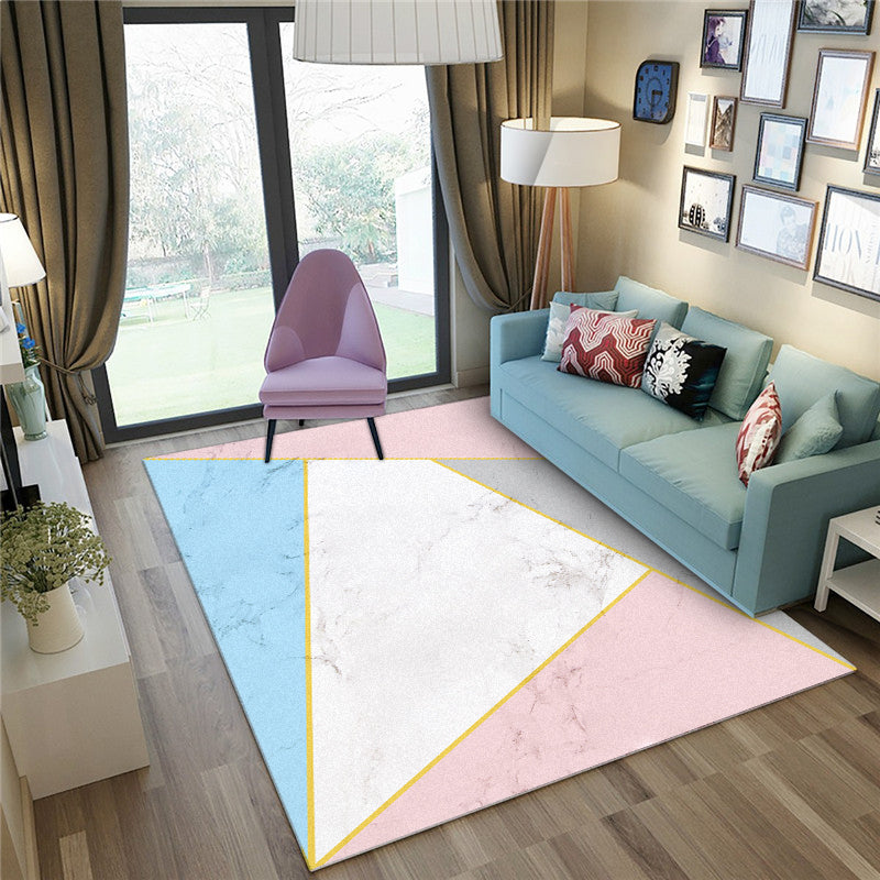 Relaxing Geometric Printed Rug Multi Color Synthetics Area Carpet Non-Slip Backing Pet Friendly Indoor Rug for Parlor Pink-Blue Clearhalo 'Area Rug' 'Modern' 'Rugs' Rug' 2463676