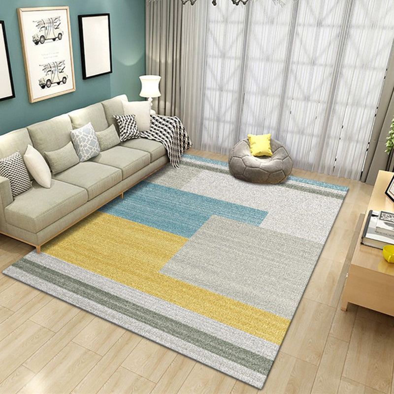 Relaxing Geometric Printed Rug Multi Color Synthetics Area Carpet Non-Slip Backing Pet Friendly Indoor Rug for Parlor Yellow-Blue Clearhalo 'Area Rug' 'Modern' 'Rugs' Rug' 2463677