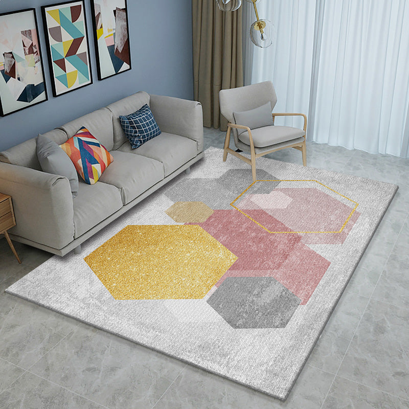 Multicolor Modern Rug Polyster Geo Printed Area Carpet Non-Slip Backing Washable Easy Care Indoor Rug for Parlor Pink-Yellow Clearhalo 'Area Rug' 'Modern' 'Rugs' Rug' 2463680