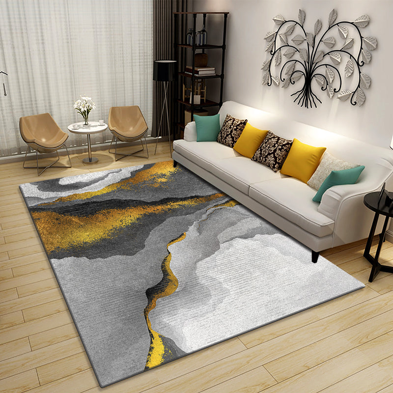 Multicolor Modern Rug Polyster Geo Printed Area Carpet Non-Slip Backing Washable Easy Care Indoor Rug for Parlor Dark Gray-Yellow Clearhalo 'Area Rug' 'Modern' 'Rugs' Rug' 2463682