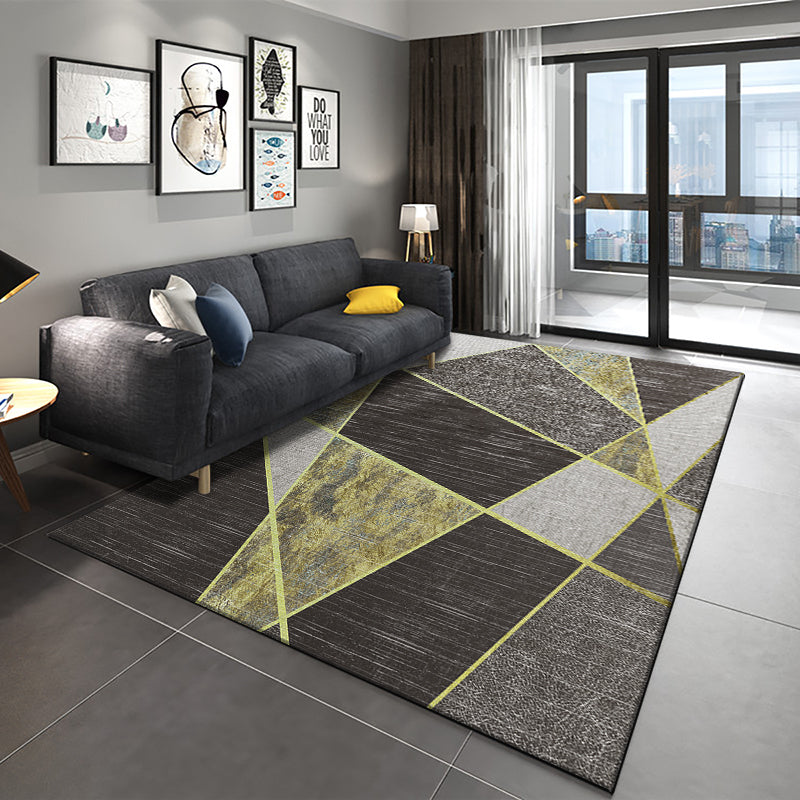 Multicolor Modern Rug Polyster Geo Printed Area Carpet Non-Slip Backing Washable Easy Care Indoor Rug for Parlor Yellow-Black Clearhalo 'Area Rug' 'Modern' 'Rugs' Rug' 2463686