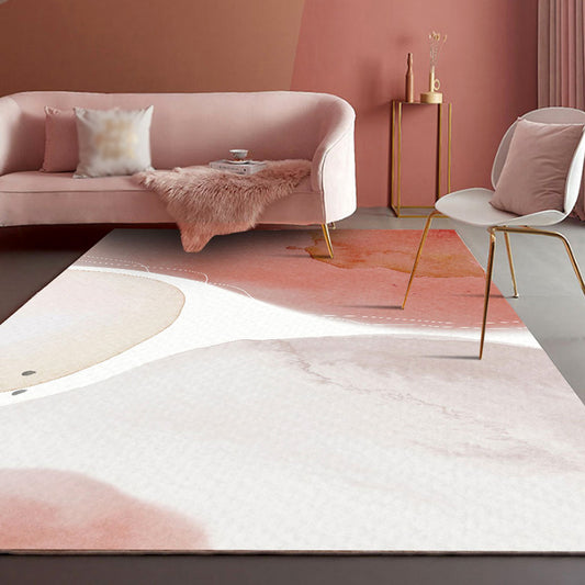 Novelty Living Room Rug Multi Colored Color Block Area Carpet Polyster Anti-Slip Backing Stain-Resistant Indoor Rug Pink-White Clearhalo 'Area Rug' 'Modern' 'Rugs' Rug' 2463727