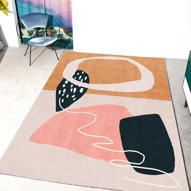 Novelty Living Room Rug Multi Colored Color Block Area Carpet Polyster Anti-Slip Backing Stain-Resistant Indoor Rug Orange Pink Clearhalo 'Area Rug' 'Modern' 'Rugs' Rug' 2463732