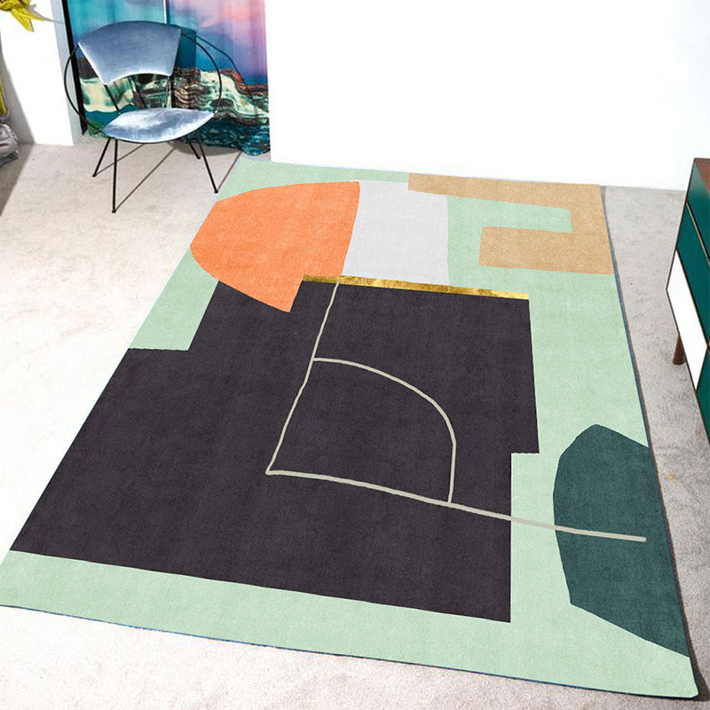 Novelty Living Room Rug Multi Colored Color Block Area Carpet Polyster Anti-Slip Backing Stain-Resistant Indoor Rug Green Clearhalo 'Area Rug' 'Modern' 'Rugs' Rug' 2463734