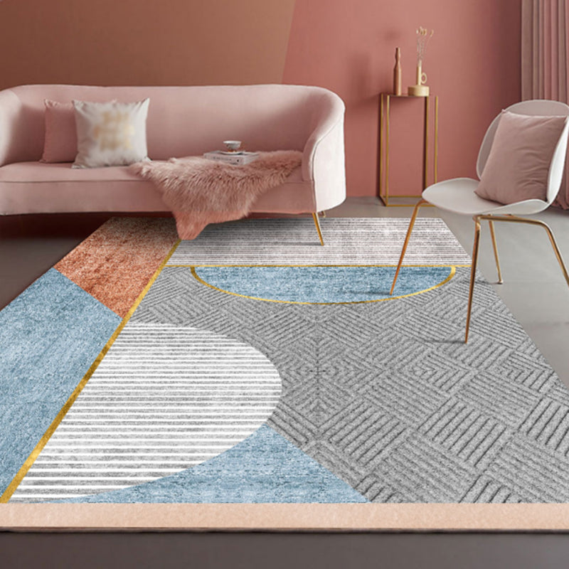 Novelty Living Room Rug Multi Colored Color Block Area Carpet Polyster Anti-Slip Backing Stain-Resistant Indoor Rug Blue Clearhalo 'Area Rug' 'Modern' 'Rugs' Rug' 2463738
