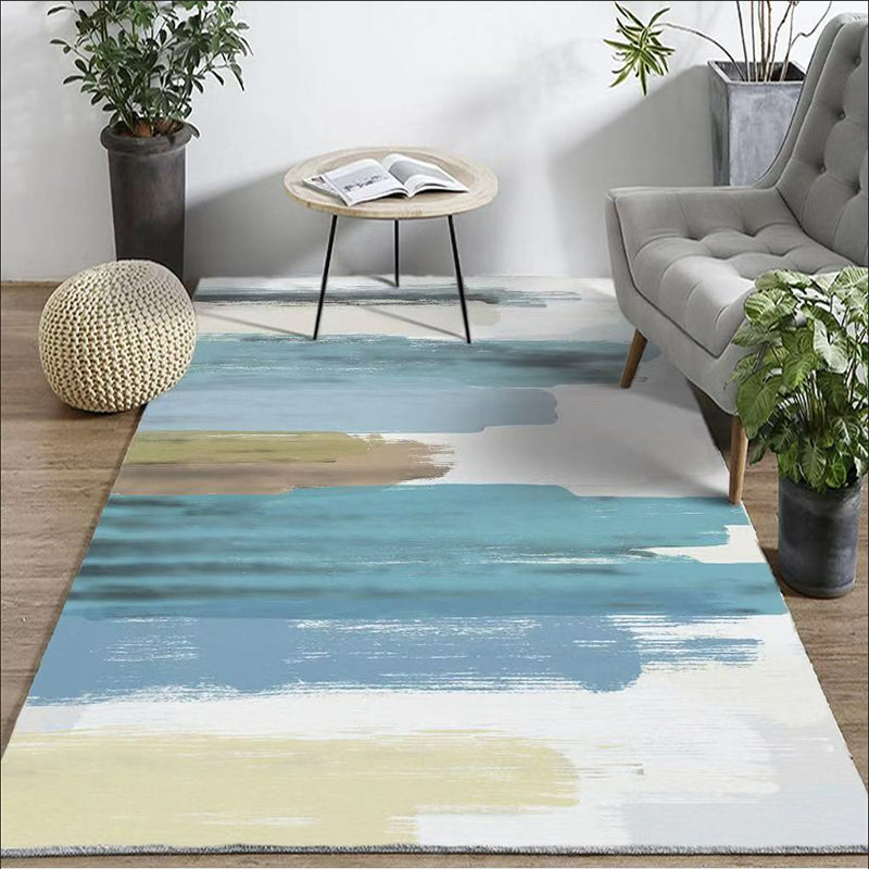 Blue Abstract Printed Rug Polyster Nordic Area Carpet Pet Friendly Easy Care Stain-Resistant Indoor Rug for Decoration Blue Clearhalo 'Area Rug' 'Modern' 'Rugs' Rug' 2463780