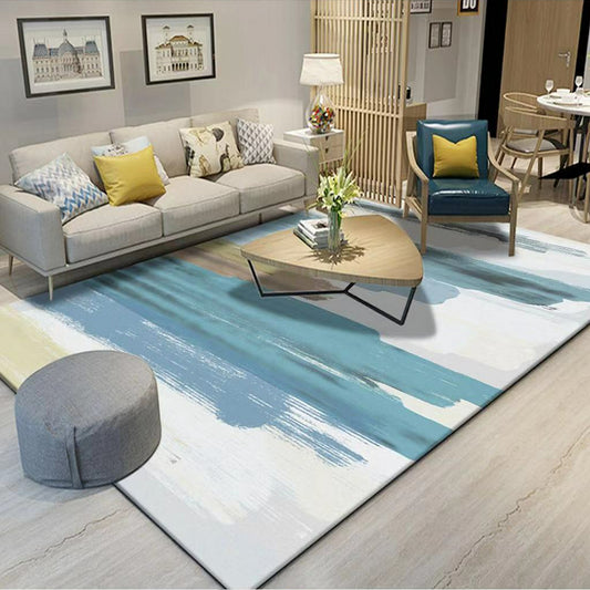 Blue Abstract Printed Rug Polyster Nordic Area Carpet Pet Friendly Easy Care Stain-Resistant Indoor Rug for Decoration Clearhalo 'Area Rug' 'Modern' 'Rugs' Rug' 2463781