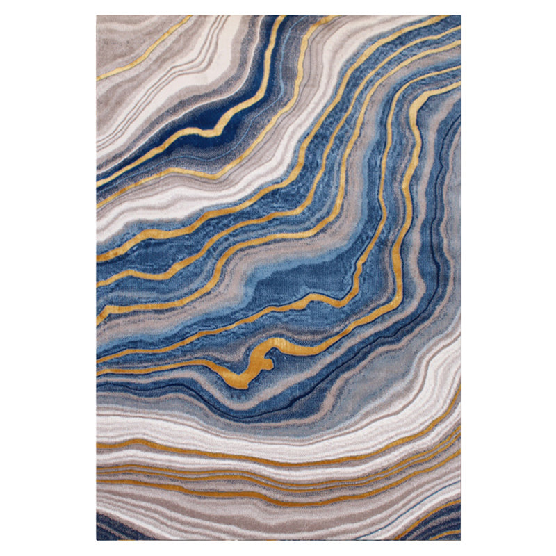 Modern Living Room Rug Multi Colored Abstract Printed Area Carpet Polyster Non-Slip Stain-Resistant Indoor Rug Dark Blue 5'3" x 7'7" Clearhalo 'Area Rug' 'Modern' 'Rugs' Rug' 2463789