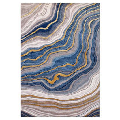 Modern Living Room Rug Multi Colored Abstract Printed Area Carpet Polyster Non-Slip Stain-Resistant Indoor Rug Dark Blue 5'3" x 7'7" Clearhalo 'Area Rug' 'Modern' 'Rugs' Rug' 2463789